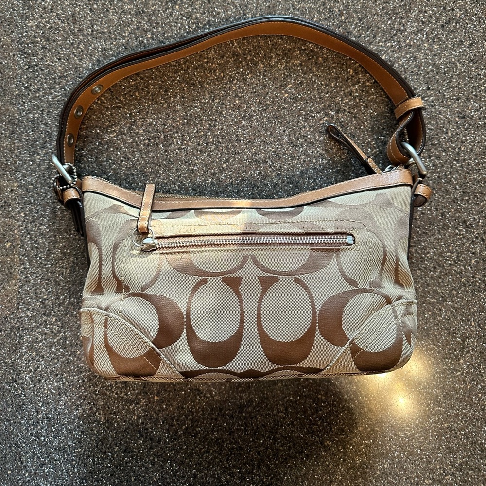 Coach Khaki Brown Signature Crossbody Bag